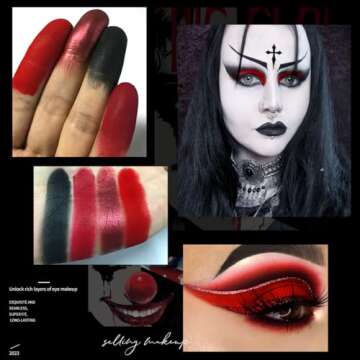 ecofavor Red Goth Eyeshadow Palette - 9 Colors True Hot Red Black Eye Shadows | Halloween Glitters M...