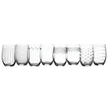 Mikasa Cheers Stemless Wine Glass, 17-Ounce, Set of 8, Clear (5164307)