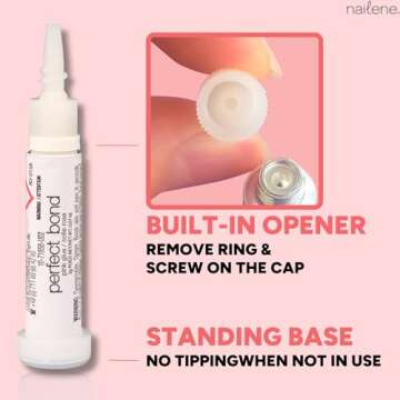 Nailene Perfect Bond Nail Glue - Durable, Easy to Apply False Nail Glue – Repairs Natural Nails – Quick-Drying Nail Adhesive Lasts Up to 7 Days - Pink Tint - 2 g/0.07 oz - 2 Pack