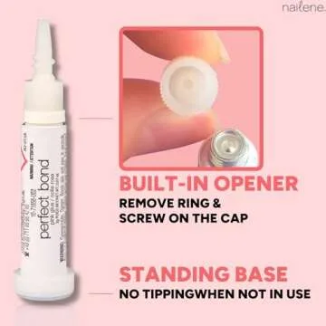 Nailene Perfect Bond Nail Glue - Durable, Easy to Apply False Nail Glue – Repairs Natural Nails – Quick-Drying Nail Adhesive Lasts Up to 7 Days - Pink Tint - 2 g/0.07 oz - 2 Pack