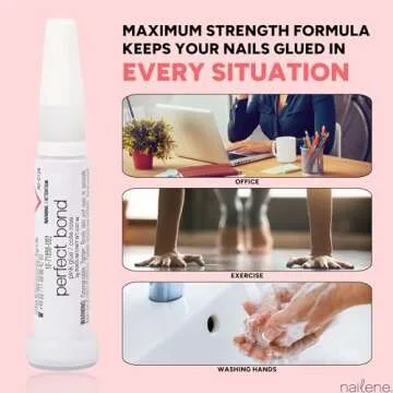 Nailene Perfect Bond Nail Glue - Durable, Easy to Apply False Nail Glue – Repairs Natural Nails – Quick-Drying Nail Adhesive Lasts Up to 7 Days - Pink Tint - 2 g/0.07 oz - 2 Pack