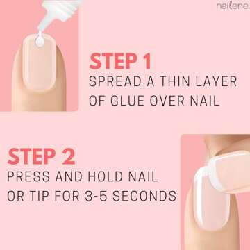Nailene Perfect Bond Nail Glue - Durable, Easy to Apply False Nail Glue – Repairs Natural Nails – Quick-Drying Nail Adhesive Lasts Up to 7 Days - Pink Tint - 2 g/0.07 oz - 2 Pack