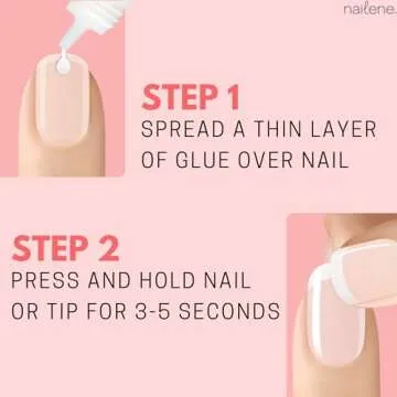 Nailene Perfect Bond Nail Glue - Durable, Easy to Apply False Nail Glue – Repairs Natural Nails – Quick-Drying Nail Adhesive Lasts Up to 7 Days - Pink Tint - 2 g/0.07 oz - 2 Pack