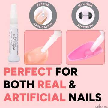 Nailene Perfect Bond Nail Glue - Durable, Easy to Apply False Nail Glue – Repairs Natural Nails – Quick-Drying Nail Adhesive Lasts Up to 7 Days - Pink Tint - 2 g/0.07 oz - 2 Pack