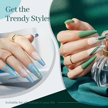 modelones Poly Extension Nail Gel Enhancement Set, 6 Colors Lost Forest Collection Builder Nail Gel Misty Gray Dark Green French Manicure DIY Design Nail Art Home Salon Beauty Gift