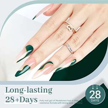 modelones Poly Extension Nail Gel Enhancement Set, 6 Colors Lost Forest Collection Builder Nail Gel Misty Gray Dark Green French Manicure DIY Design Nail Art Home Salon Beauty Gift