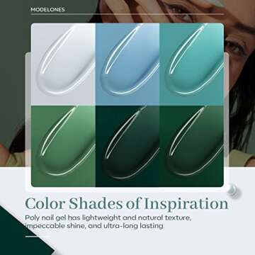 modelones Poly Extension Nail Gel Enhancement Set, 6 Colors Lost Forest Collection Builder Nail Gel Misty Gray Dark Green French Manicure DIY Design Nail Art Home Salon Beauty Gift