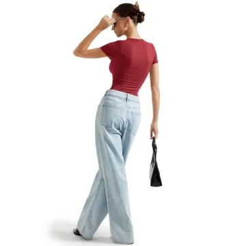 SUUKSESS Double Lined Basic Fitted Tee Shirts for Women