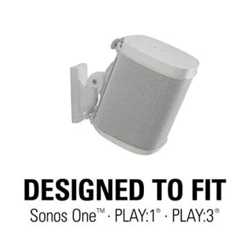 Sanus Adjustable Speaker Wall Mounts Designed for SONOS ONE, Play:1 & Play:3 - Pair (White)