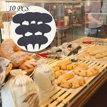 Freehawk Cheese Markers Set with 10 Natural Slate Cheese Labels & 4 Soapstone Chalks, Cheese Name Tags Set for Parties and Dinners