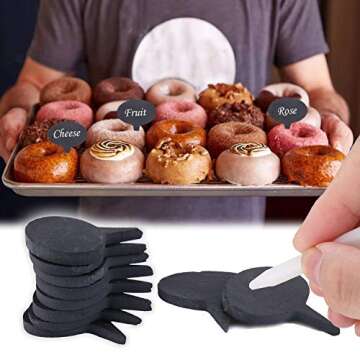 Freehawk Cheese Markers Set with 10 Natural Slate Cheese Labels & 4 Soapstone Chalks, Cheese Name Tags Set for Parties and Dinners