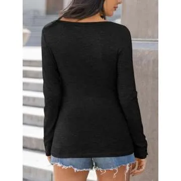 Kissfix Womens Trendy Long Sleeve Henley Shirts