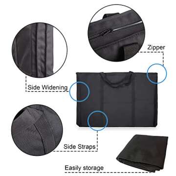 JJRING Dacron Light Weight Art Portfolio Tote Bag, 25'' x 37'' for 24'' x36'' Black Carrying Storage Case For Poster, Sketching, and Drawing