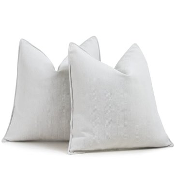 ZWJD Cream Chenille Pillow Covers 24x24 Set of 2 - Luxurious Soft Decorative Pillows for Home