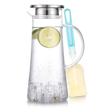 Elegant SUSTEAS 1.5L Glass Pitcher for Hot & Cold Beverages