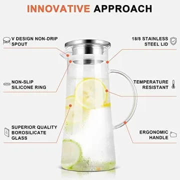 Elegant SUSTEAS 1.5L Glass Pitcher for Hot & Cold Beverages