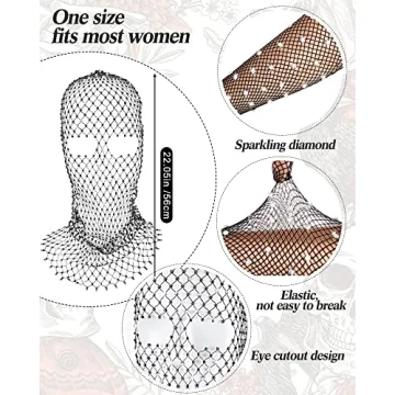 Stylish Zhanmai Halloween Crystal Mesh Gloves & Mask