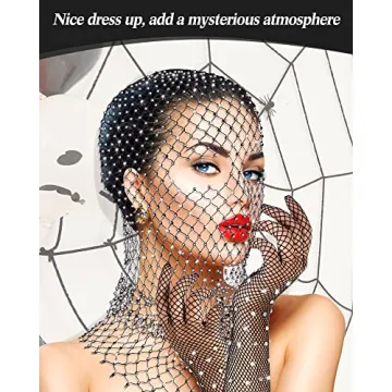 Stylish Zhanmai Halloween Crystal Mesh Gloves & Mask