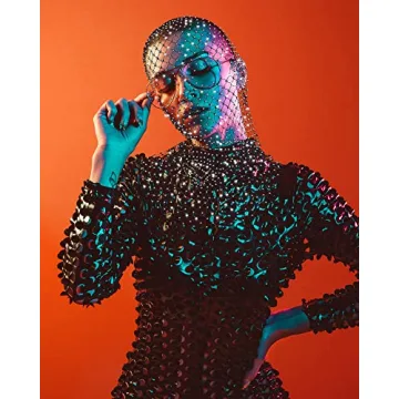 Stylish Zhanmai Halloween Crystal Mesh Gloves & Mask