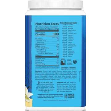 Sunwarrior Vegan Protein Powder Organic Plant-Based Protein | BCAA Amino Acids Hemp Seed Plant Protein | Soy Free Dairy Free Gluten Free Synthetic Free Non-GMO | Vanilla 30 Servings | Warrior Blend
