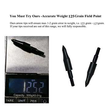 12pcs Custom High Precision 125 Grain Field Points, 125gr Crossbow Arrow Tips for Bow and Arrow Targ...