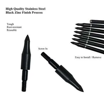 12pcs Custom High Precision 125 Grain Field Points, 125gr Crossbow Arrow Tips for Bow and Arrow Target Practice, Screw-in Bullet Points for 5/16 Inch Arrows, Hunting Archery Target & Accessories