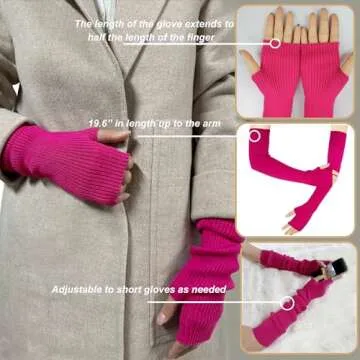 Warm Cashmere Long Arm Gloves for Women Cozy Winter Fingerless Soft Arm Warmers, Ideal for Sleeveles...