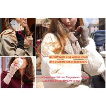 Warm Cashmere Long Arm Gloves for Cozy Winter Fingerless Wear