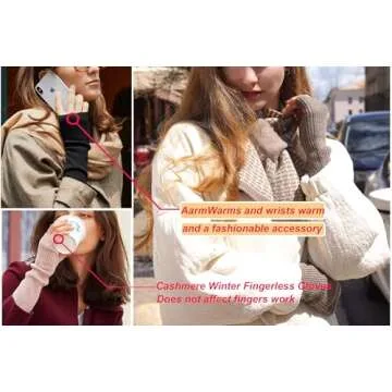 Warm Cashmere Long Arm Gloves for Cozy Winter Fingerless Wear