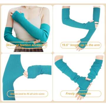 Warm Cashmere Long Arm Gloves for Cozy Winter Fingerless Wear