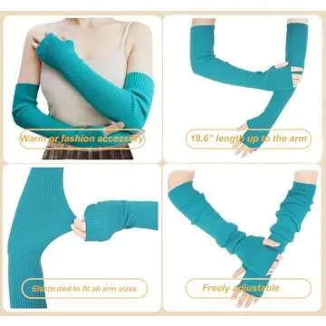 Warm Cashmere Long Arm Gloves for Cozy Winter Fingerless Wear