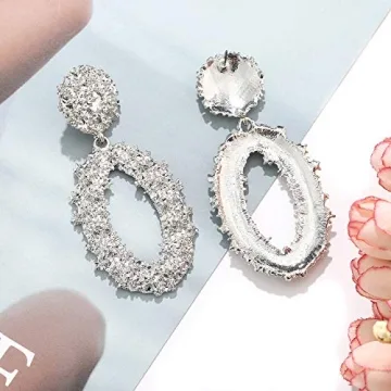 Boho Textured Statement Drop Earrings for Women