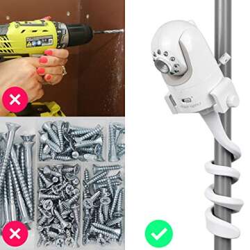 Baby Monitor Mount Camera Shelf Compatible with Infant Optics DXR 8 & DXR-8 Pro and Most Other Baby Monitors,Universal Baby Camera Holder,Attaches to Crib Cot Shelves or Furniture (White)