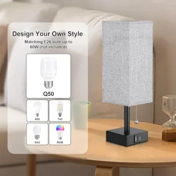 aooshine Bedside Lamp with USB Charging Ports for Bedroom