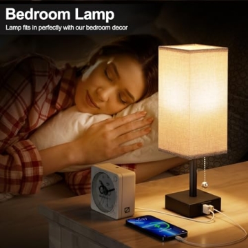aooshine Bedside Lamp with USB Charging Ports for Bedroom