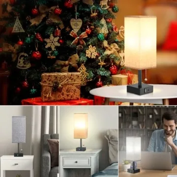 aooshine Bedside Lamp with USB Charging Ports for Bedroom