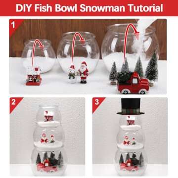 Christmas Decorations Indoor - Christmas Decor - 3 Pack DIY Fish Bowl Snowman Crafts with Fake Snow & T/Ree & Figures & Top Hat - Xmas Holiday Decor for Home Room Table Centerpieces Mantle Shelf