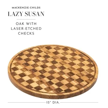 MACKENZIE-CHILDS Check Lazy Susan Serving Board for Entertaining