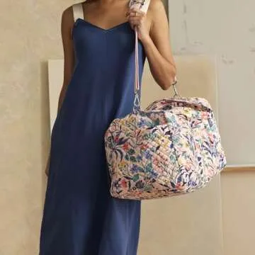 Vera Bradley Cotton Large Travel Duffle Bag, Paradise Coral