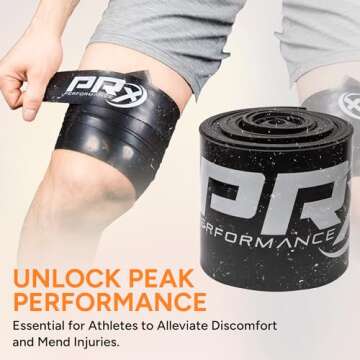 PRx Performance Muscle Compression Floss Band - Recovery & Mobility Enhancement, Gym Ready Compression Band, Improved Circulation, Reduced Soreness, Enhanced Stretching, Knee Tack & Floss Strap - 1mm