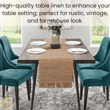 Comfy-co Handcrafted Jute Burlap Table Runner 72 inch Long - Farmhouse Table Runner for Wedding Parties BBQ's Everyday Holidays - 100% Jute 14x72 Rustic Vintage Dining Table Runner Natural