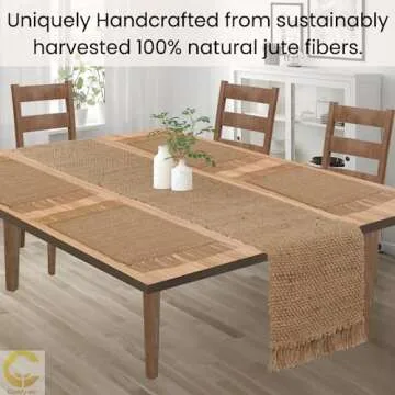 Comfy-co Handcrafted Jute Burlap Table Runner 72 inch Long - Farmhouse Table Runner for Wedding Parties BBQ's Everyday Holidays - 100% Jute 14x72 Rustic Vintage Dining Table Runner Natural