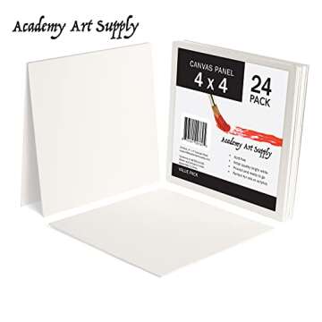 Academy Art Supply Canvases Panels 4 X 4 inch - 100% Cotton Artist Blank Canvas Board for Painting, Pre-gessoed, Primed, Acid-Free Blank Canvas, Perfect for Acrylic and Oil Painting, Pack of 24