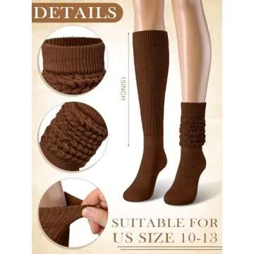 Janmercy 4 Pairs Slouch Socks for Women Bulk Stacked Boot 80s 90s Neon Slouch Knit Scrunchie Socks