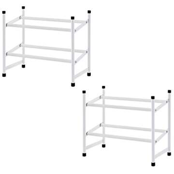 Tajsoon 2 Pack Expandable Shoe Rack Organizer, 2 Tier Stackable Shoe Shelf, Metal Iron Shoe Storage ...