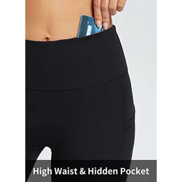 BALEAF Biker Shorts Women Yoga Gym Workout Spandex Running Volleyball Tummy Control Compression with Pockets Soft 8" Black XL