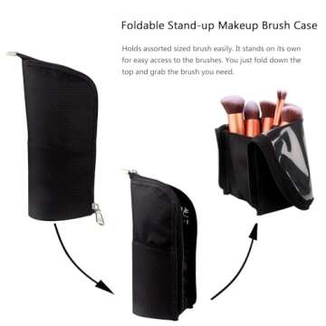 Makeup Brush Case Travel Makeup Brush Holder Large Makeup Brush Bag Professional Cosmetic Bag Artist...