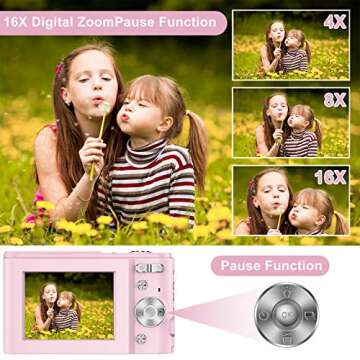 Digital Camera,1080P HD 36MP Compact Mini Video Camera 2.4 Inch Rechargeable YouTube Vlogging Camera with 16X Digital Zoom Pocket Camera for Beginners/Seniors/Adult/Teenagers/Kids/Students