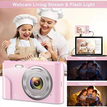 Digital Camera,1080P HD 36MP Compact Mini Video Camera 2.4 Inch Rechargeable YouTube Vlogging Camera with 16X Digital Zoom Pocket Camera for Beginners/Seniors/Adult/Teenagers/Kids/Students