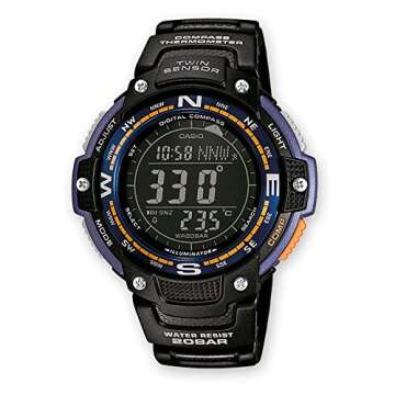 Casio SGW100 Series | Digital Watch & Compass | Blue | 200M WR | 100 SEC Stopwatch | Twin Sensor for...